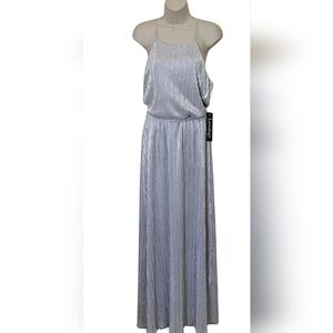 LUXOLOGY Silver Sleeveless Special Occasion Gown With Shoulder Straps,Size 6,NWT